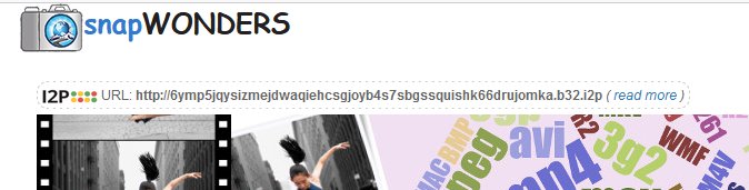The snapWONDERS site header showing the official I2P address