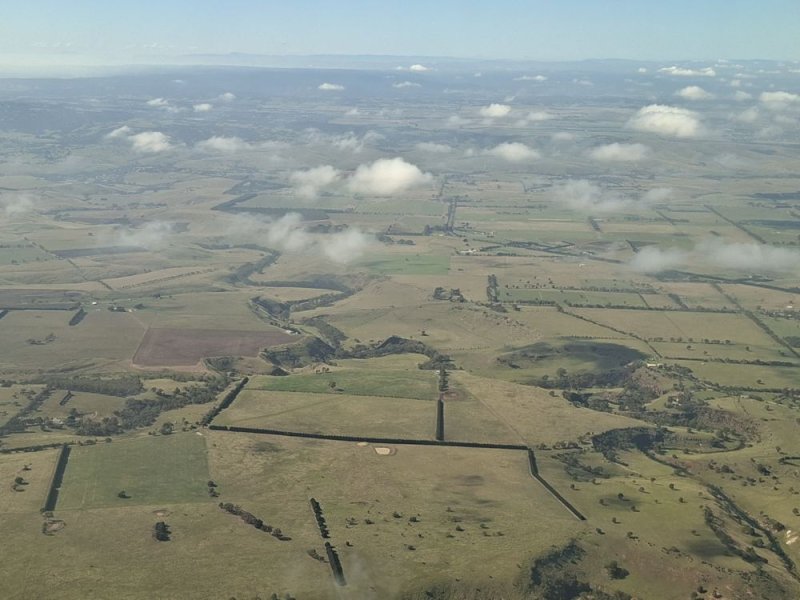 Farmland seen from a plane window